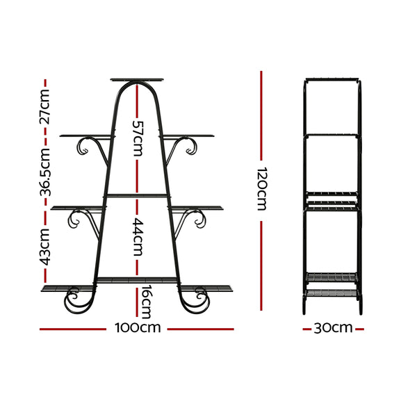 Artiss Plant Stand 9 Tier Metal Flower Pot Shelf Black